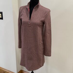 Zara Houndstooth Shift Dress with 1/4 zip front size S